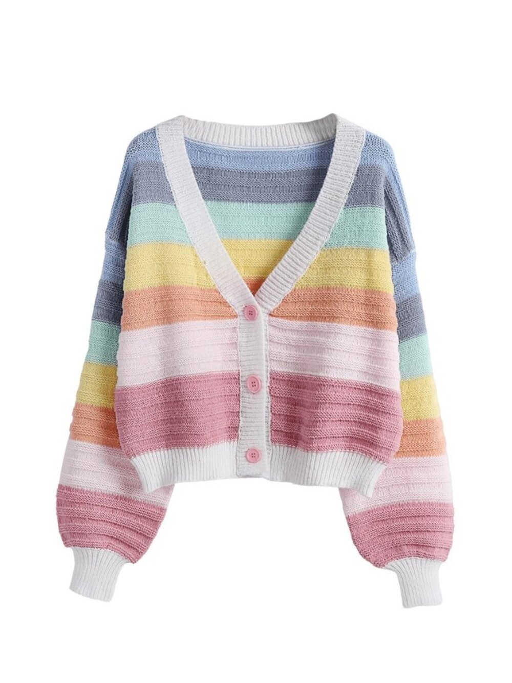 Women's Color Block V Neck Button Front Knit Cardigan Sweater Outerwear